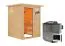 Sauna "Eivind" SET mit bronzierter Tür und Kranz - Farbe: Natur, Ofen BIO 9 kW - 173 x 159 x 191 cm (B x T x H)