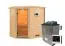 Sauna "Njal" SET mit bronzierter Tür und Kranz - Farbe: Natur, Ofen externe Steuerung easy 9 kW - 223 x 159 x 191 cm (B x T x H)