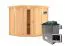 Sauna "Nooa" SET mit Kranz und Energiespartür - Farbe: Natur, Ofen externe Steuerung easy 9 kW - 210 x 210 x 202 cm (B x T x H)