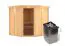 Sauna "Nooa" SET mit Kranz und graphitfarbener Tür - Farbe: Natur, Ofen 9 kW - 210 x 210 x 202 cm (B x T x H)