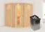 Sauna "Hanko" SET mit Kranz und Energiespartür - Farbe: Natur, Ofen 9 kW - 210 x 184 x 202 cm (B x T x H)