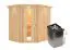 Sauna "Hanko" SET mit Kranz und Energiespartür - Farbe: Natur, Ofen 9 kW - 210 x 184 x 202 cm (B x T x H)