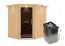 Sauna "Hanko" SET AKTION mit Kranz und graphitfarbener Tür - Farbe: Natur, Ofen 9 kW - 210 x 184 x 202 cm (B x T x H)
