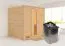 Sauna "Jonna" SET mit Energiespartür - Farbe: Natur, Ofen 9kW - 196 x 196 x 200 cm (B x T x H)