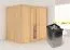 Sauna "Veli" SET mit Energiespartür - Farbe: Natur, Ofen 9 kW - 196 x 151 x 198 cm (B x T x H)