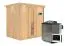 Sauna "Veli" SET mit Energiespartür und Kranz - Farbe: Natur, Ofen BIO 9 kW - 210 x 165 x 202 cm (B x T x H)
