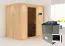 Sauna "Veli" SET mit graphitfarbener Tür und Kranz - Farbe: Natur, Ofen externe Steuerung easy 9 kW - 210 x 165 x 202 cm (B x T x H)