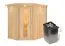 Sauna "Mika" SET mit Energiespartür und Kranz - Farbe: Natur, Ofen 9 kW - 165 x 210 x 202 cm (B x T x H)
