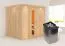 Sauna "Eemil" SET mit Energiespartür und Kranz - Farbe: Natur, Ofen 9 kW - 210 x 184 x 202 cm (B x T x H)