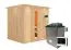 Sauna "Eemil" SET mit Energiespartür und Kranz - Farbe: Natur, Ofen externe Steuerung easy 9 kW - 210 x 184 x 202 cm (B x T x H)