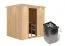Sauna "Eemil" SET mit graphitfarbener Tür und Kranz - Farbe: Natur, Ofen 9 kW - 210 x 184 x 202 cm (B x T x H)