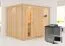 Sauna "Toivo" SET mit Energiespartür und Kranz - Farbe: Natur, Ofen BIO 9 kW - 245 x 210 x 202 cm (B x T x H)