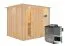 Sauna "Toivo" SET mit Energiespartür und Kranz - Farbe: Natur, Ofen BIO 9 kW - 245 x 210 x 202 cm (B x T x H)