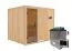 Sauna "Toivo" SET mit graphitfarbener Tür - Farbe: Natur, Ofen externe Steuerung easy 9 kW - 231 x 196 x 198 cm (B x T x H)