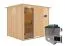 Sauna "Toivo" SET mit graphitfarbener Tür und Kranz - Farbe: Natur, Ofen externe Steuerung easy 9 kW - 245 x 210 x 202 cm (B x T x H)