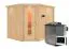 Sauna "Samu" SET mit Energiespartür Tür und Kranz - Farbe: Natur, Ofen BIO 9 kW - 245 x 210 x 202 cm (B x T x H)