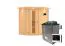 Sauna "Leevi" SET mit Energiespartür und Kranz - Farbe: Natur, Ofen externe Steuerung easy 9 kW - 184 x 165 x 202 cm (B x T x H)