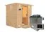 Sauna "Jonna" SET mit Klarglastür, Kranz & Ofen externe Steuerung easy 9 KW - 224 x 210 x 206 cm (B x T x H)