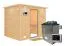 Sauna "Leja" SET mit Klarglastür, Kranz & Ofen externe Steuerung easy 9 KW - 259 x 210 x 205 cm (B x T x H)