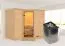 Sauna "Tjara 2" SET mit Klarglastür & Ofen 9 kW - 236 x 184 x 209 cm (B x T x H)