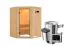 Sauna "Loran" SET mit Klarglastür - Farbe: Natur, Ofen externe Steuerung easy 3,6 kW - 151 x 151 x 198 cm (B x T x H)