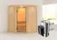 Sauna "Loran" SET mit Klarglastür, Kranz & Ofen 3,6 kW - 165 x 165 x 202 cm (B x T x H)