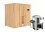 Sauna "Jarle" SET mit Energiespartür - Farbe: Natur, Ofen externe Steuerung easy 3,6 kW - 196 x 151 x 198 cm (B x T x H)