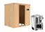 Sauna "Jarle" SET mit graphitfarbener Tür & Ofen BIO 3,6 kW - 196 x 151 x 198 cm (B x T x H)