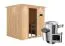 Sauna "Agnar" SET mit graphitfarbener Tür und Kranz - Farbe: Natur, Ofen externe Steuerung easy 3,6 kW - 210 x 184 x 202 cm (B x T x H)