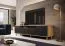 Moderner TV-Unterschrank Cienequillas 01, Farbe: Eiche Artisan / Schwarz, Push-to-open Funktion, Beine: Gold, Front: geriffelt, Maße: 54 x 200 x 40 cm