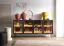 Kommode mit LED-Beleuchtung Chaabane 02 | Farbe: Eiche Dunin / Schwarz | braune Glasfront | vier Türen | Maße: 82,5 x 181 x 39 cm | Griffe & Beine: Metall