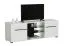 Wohnzimmer Komplett - Set C Idos, Farbe: Weiß / Weiß Hochglanz / Eiche Grau / Schwarz, mit Parsolglas, zwei Vitrinen, ein Wandregal, ein TV-Schrank, eine Kommode und ein Couchtisch