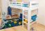 Kinderhochbett 90 x 200 cm | Massivholz: Buche | Weiß Lackiert | umbaubar in Einzelbett | Premium-Qualität | inkl. Rollrost Abbildung