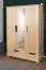 Kleiderschrank / Drehtürenschrank Kiefer massiv Vollholz natur 008 - Abmessung 190 x 133 x 60 cm (H x B x T)