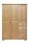 Kleiderschrank | 2 Drehtüren | 4 Schubladen | 2 Fächer | mit Kleiderstange | 120 cm breit | Massivholz | Farbe: Natur Abbildung