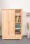 Kleiderschrank | 3 Drehtüren | 2 Schubladen | 4 Fächer | mit Kleiderstange | 133 cm breit | Massivholz | Farbe: Natur Abbildung