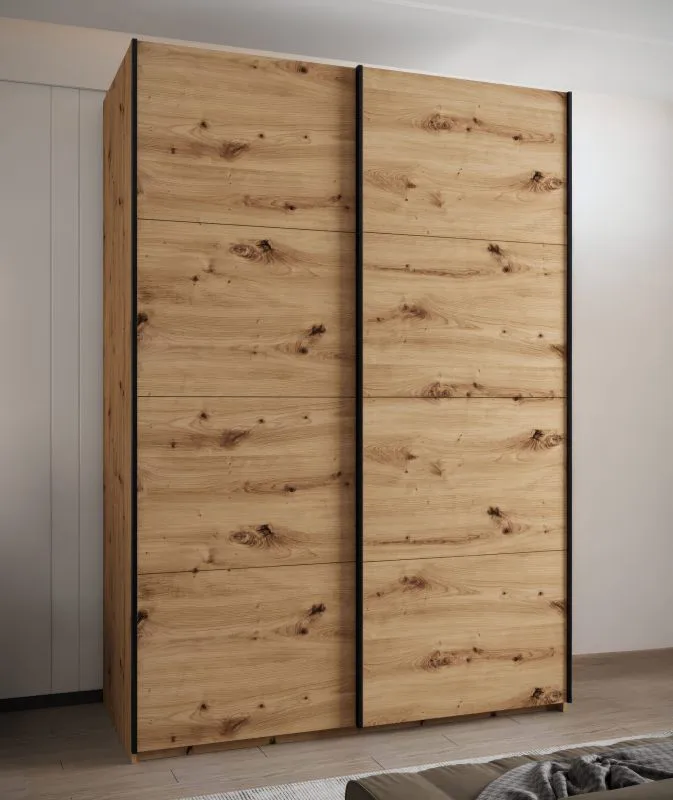 Kleiderschrank / Schiebetürenschrank |245,5 x 170 x 64 cm | 2 Kleiderstangen | 2 Schiebetüren | 11 Fächer | 10 Einlegeböden | Farbe: Eiche Artisan