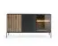 Edles Sideboard mit einer Glastür Chelmsford 04, Farbe: Schwarz / Eiche - Abmessungen: 83 x 154 x 39 cm (H x B x T)