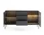 Edles Sideboard mit einer Glastür Chelmsford 04, Farbe: Schwarz / Eiche - Abmessungen: 83 x 154 x 39 cm (H x B x T)