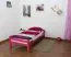 Niedriges Bett für Kinderzimmer / Jugendzimmer "Easy Premium Line" K1/1n, massives Buchenholz, Rosa lackiert, Liegefläche 90 x 200 cm