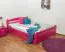 Einzelbett / Funktionsbett "Easy Premium Line" K4, inkl. 2 Schubladen und 1 Abdeckblende, 140 x 200 cm Buche Vollholz massiv rosa lackiert