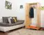 Schmaler Kleiderschrank | 2 Drehtüren | 1 Fach | mit Kleiderstange | 80 cm breit | Massivholz | Farbe: Natur Abbildung