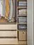 Falttür / Kleiderschrank | Farbe: Beige | 2 Türen | inkl. LED-Beleuchtung | 3 Schubladen | Griffe: Rose Gold | 127 x 60 x 225 cm | eine Kleiderstange