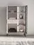 Vitrine | Kaschmir | Metallfüße | 1 Schublade | gehärtetes Graphitglas | inkl. LED-Beleuchtung | 7 Fächer | Push-to-open Funktion | 92 x 40 x 150 cm
