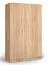 Kleiderschrank | 3 Drehtüren | 2 Schublade | 6 Fächer | mit Kleiderstange | 123 cm breit | Farbe: Braun Abbildung
