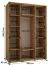 Kleiderschrank Mina mit Schiebetüren in Weiß/Eiche gehalten, Anti Staubbürsten, platzsparend, viel Stauraum, 235,2 x 180 x 60 cm, platzsparend