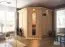 Sauna "Nooa" SET mit Kranz und Energiespartür - Farbe: Natur, Ofen externe Steuerung easy 9 kW - 210 x 210 x 202 cm (B x T x H)