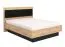 Doppelbett mit gepolsterten Kopfteil Indika 12, Farbe: Eiche Artisan / Schwarz, ABS-Kantenschutz, Polsterung: Dunkelgrau, Liegefläche: 160 x 200 cm