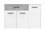 Sideboard / Kommode mit einer Schublade Brus 11, Farbe: Weiß / Beton, drei Türen, vier Fächer, ABS-Kanten, Maße: 80,5 x 119 x 33 cm, für Wohnzimmer