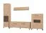Wohnwand | getöntes Glas | Farbe: Eiche Artisan | 2 Vitrinen | 1 TV-Unterschrank | 1 Wandregal | Maße: 279 x 40 x 192,5 cm | Griffe & Beine: Metall